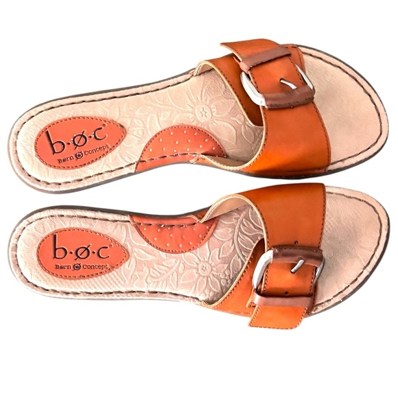 boc Shoes - b.o.c Born Concepts Orange Leather Buckle Sandals Size 8